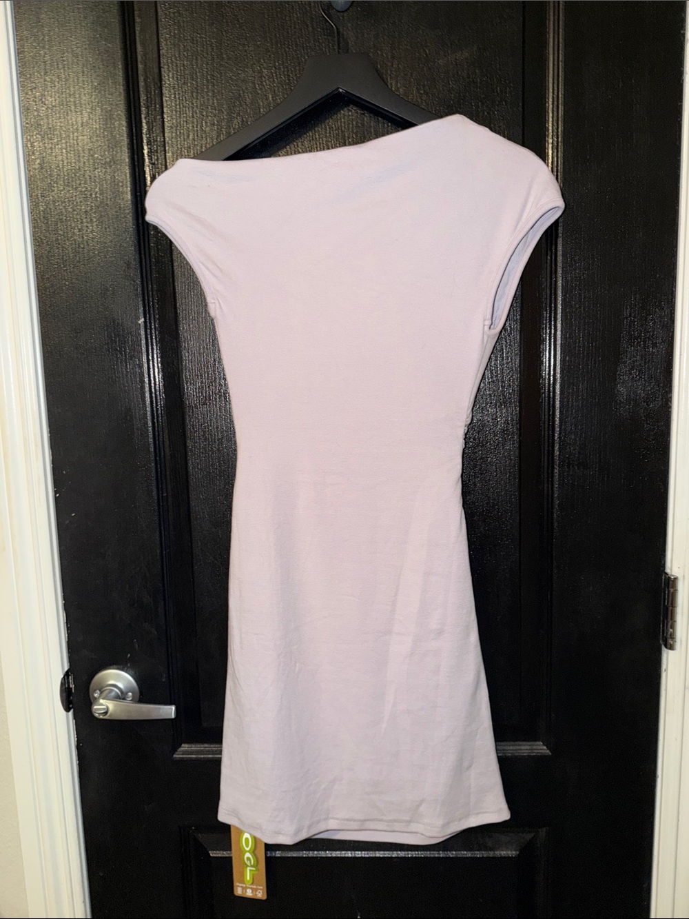 OGL Soft Cotton Lyocell Ruched asymmetrical Shoulder Mini Dress - Picture 6 of 8